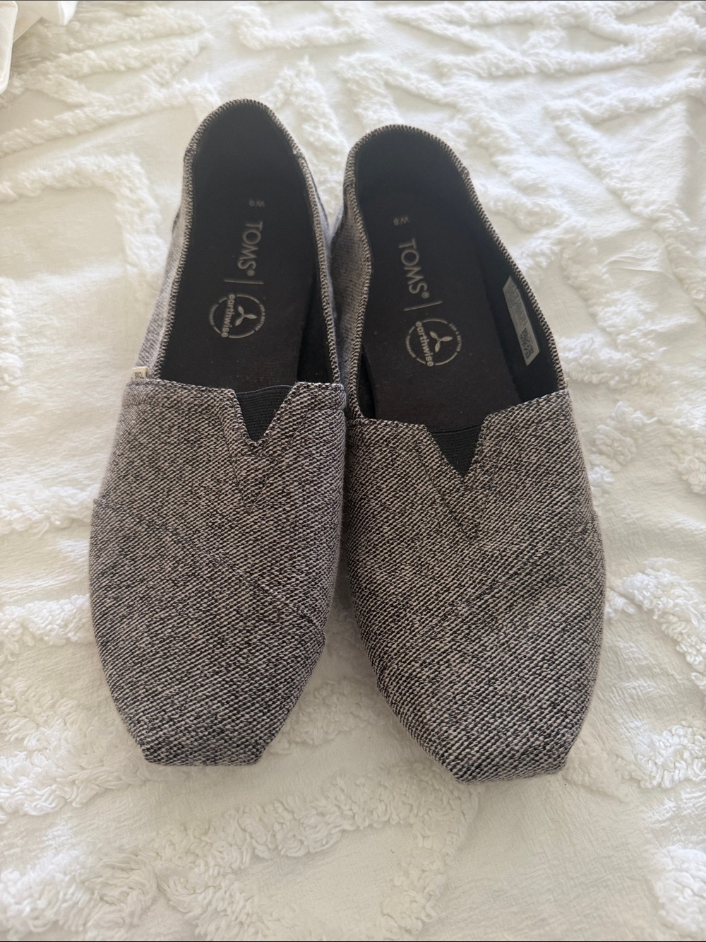 TOMS womens Black & White Tweed Slip-On Loafers